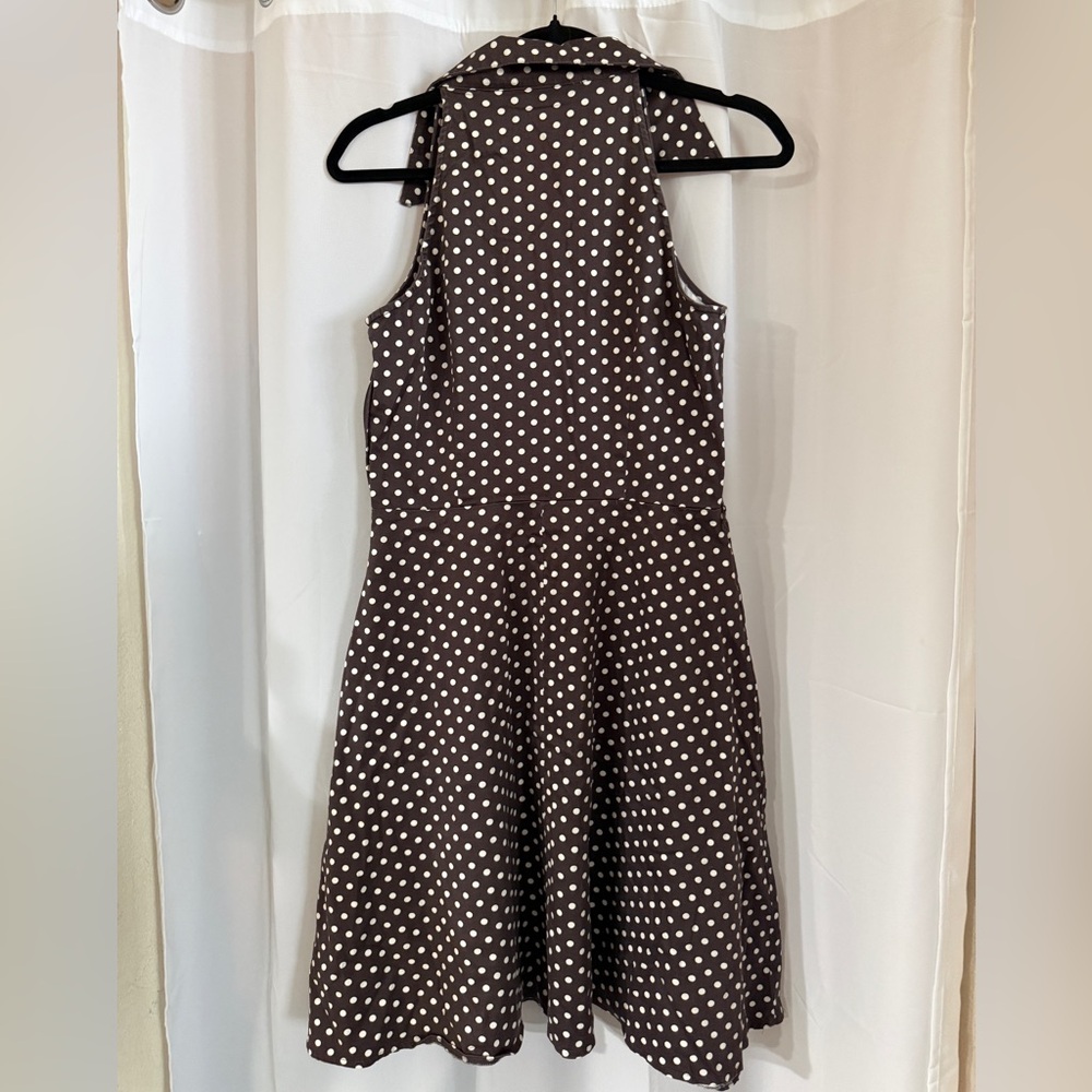 Retro 50s Style Brown Polka Dot Dress 10 - Picture 6 of 11